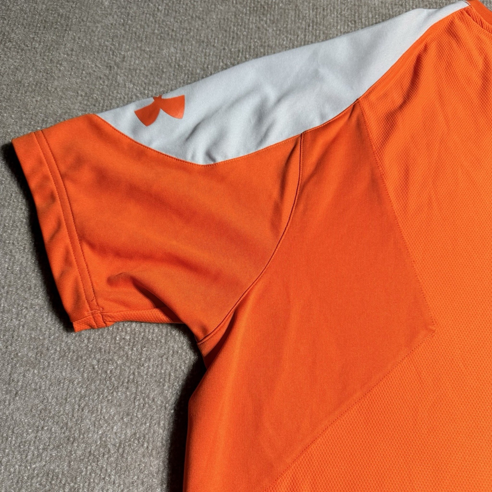 Under Armour Shirt Mens 3XL Orange Combine Training HeatGear V-Neck Gym Tee - Picture 11 of 16